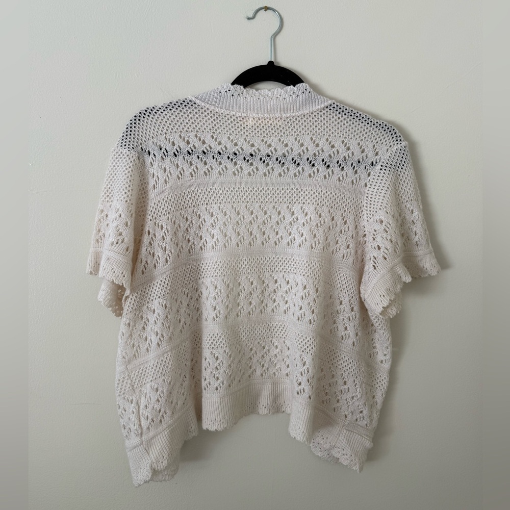 VTG Y2K Fairy Open-Knit Cardigan Faded Glory XXL crochet Shortsleeve Cottagecore - Picture 3 of 6